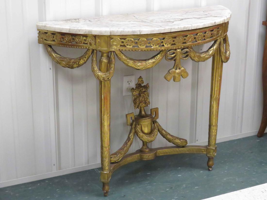 FRENCH STYLE CARVED/GILT WALL MOUNT CONSOLE WITH MARBLE (1 of 4)