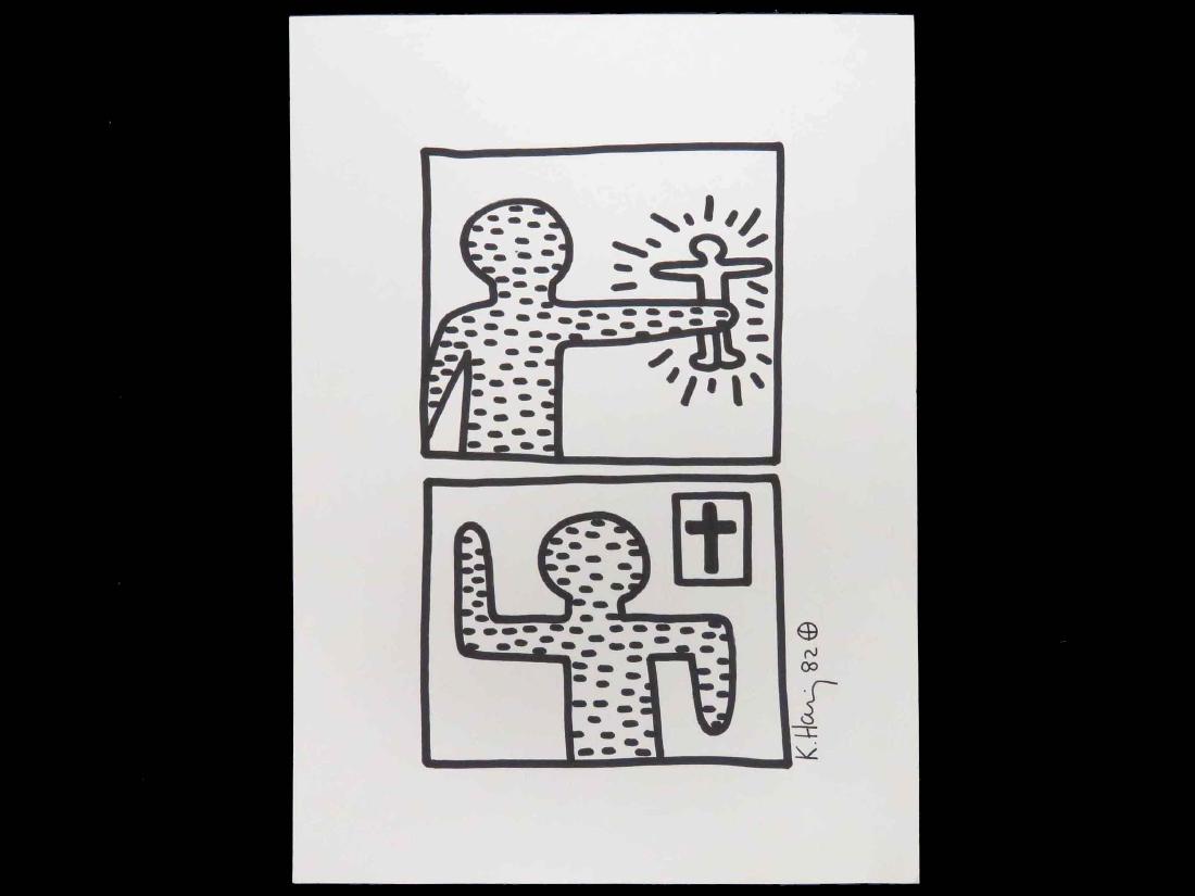 AFTER KEITH HARING, MARKER ON PAPER, UNTITLED MAN IN (1 of 3)