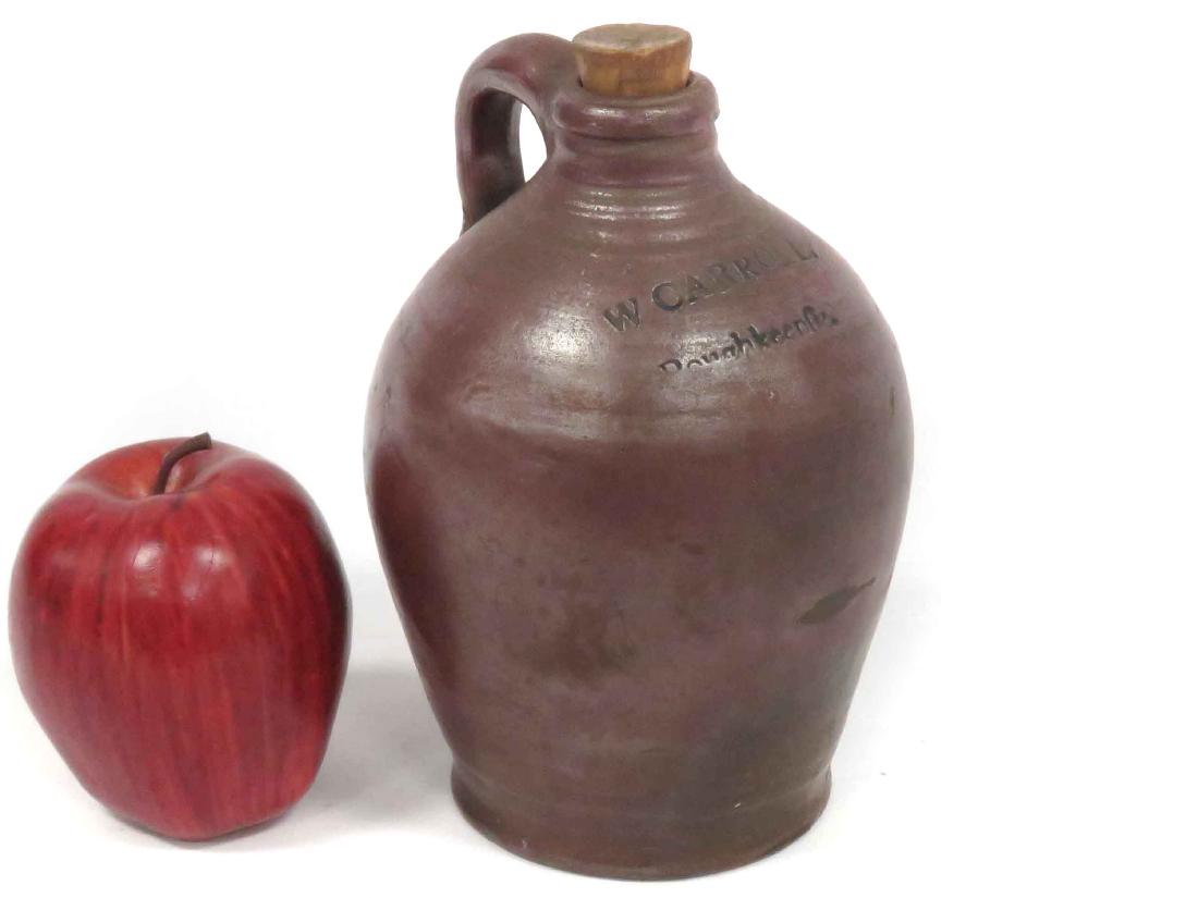 W. CARROLL, POUGHKEEPSIE, OVOID STONEWARE JUG, SIGNED, (1 of 3)