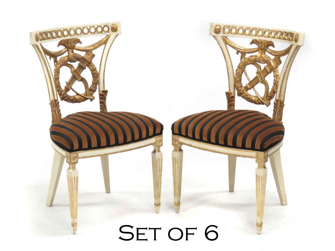 SET (6) FRENCH EMPIRE STYLE CARVED PARCEL-GILT SIDE (1 of 2)