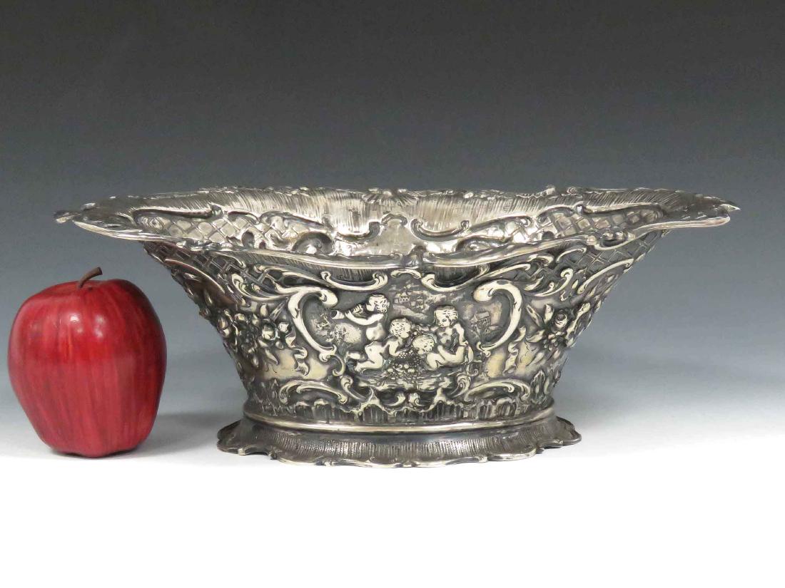 GERMAN REPOUSSE SILVER CENTER BOWL, HALLMARKED. HEIGHT (1 of 2)