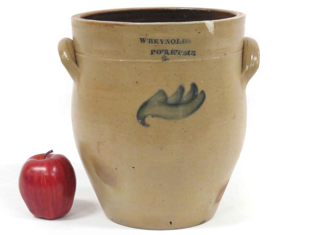 W. REYNOLDS, PO'KEEPSIE, OVOID DECORATED STONEWARE JAR, (1 of 3)