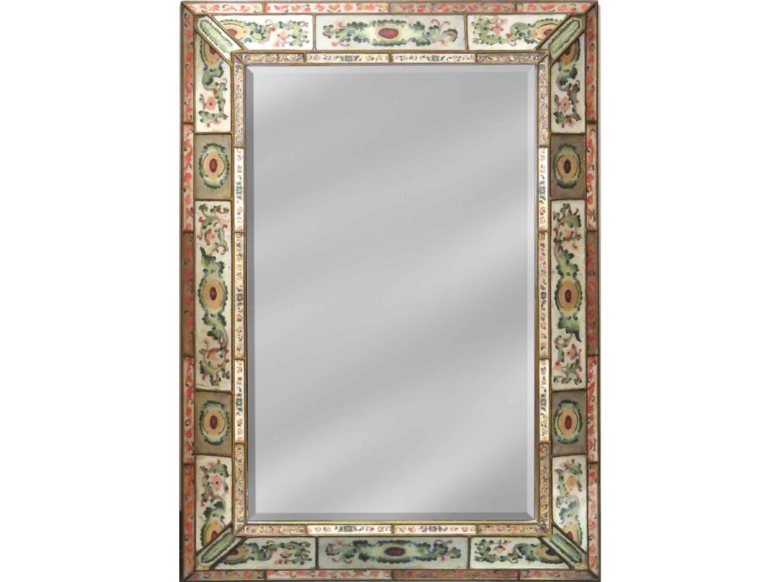 VENETIAN STYLE EGLOMISE FRAMED MIRROR. 48 X 34" (1 of 3)