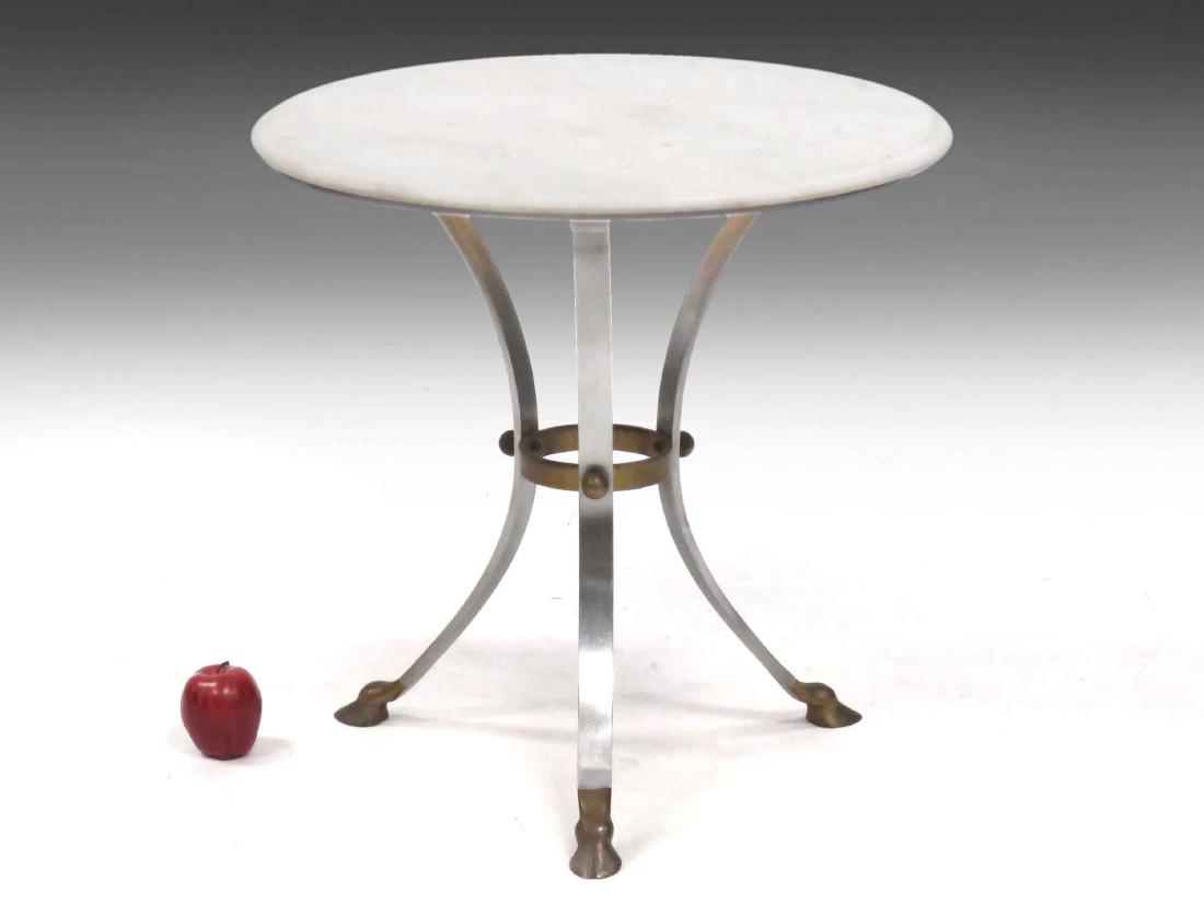 FRENCH STYLE STAINLESS STEEL/BRASS BASE TABLE WITH (1 of 3)