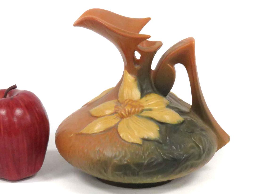 ROSEVILLE BLUE POTTERY "CLEMATIS" PITCHER, #16-6", (1 of 2)