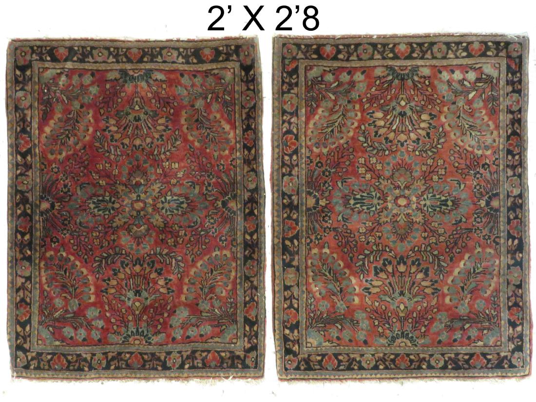 PAIR ANTIQUE SAROUK MATS. 2 X 2'8" (1 of 3)