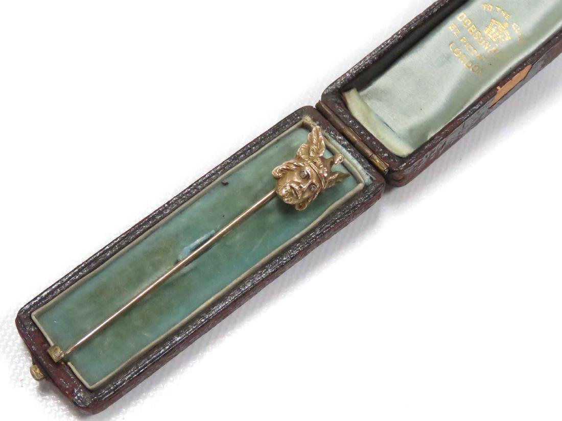 YELLOW GOLD (TESTS 14K) AND DIAMOND STICK PIN, HEAD OF (1 of 4)