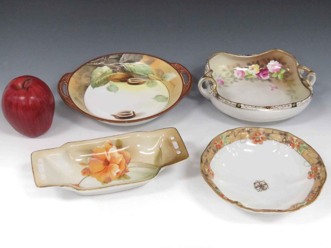 LOT (4) NIPPON DECORATED PORCELAIN DISHES. LENGTH 7 (1 of 2)