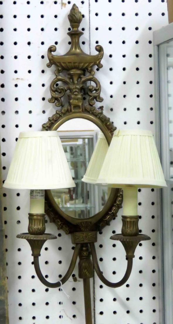FRENCH STYLE BRASS MIRRORED SCONCE. HEIGHT 20" (1 of 2)