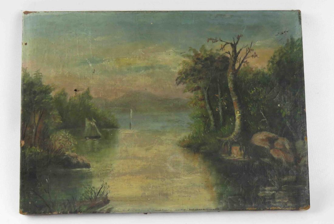 AMERICAN SCHOOL (19TH CENTURY) OIL ON CANVAS, HUDSON (1 of 2)