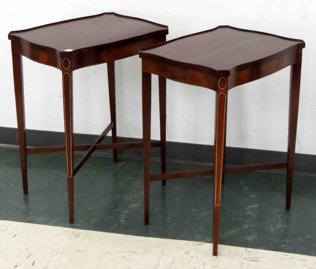 PAIR HEPPLEWHITE LAMP TABLES. HEIGHT 27"; TOP 16 X 21": PAIR HEPPLEWHITE LAMP TABLES. HEIGHT 27"; TOP 16 X 21"