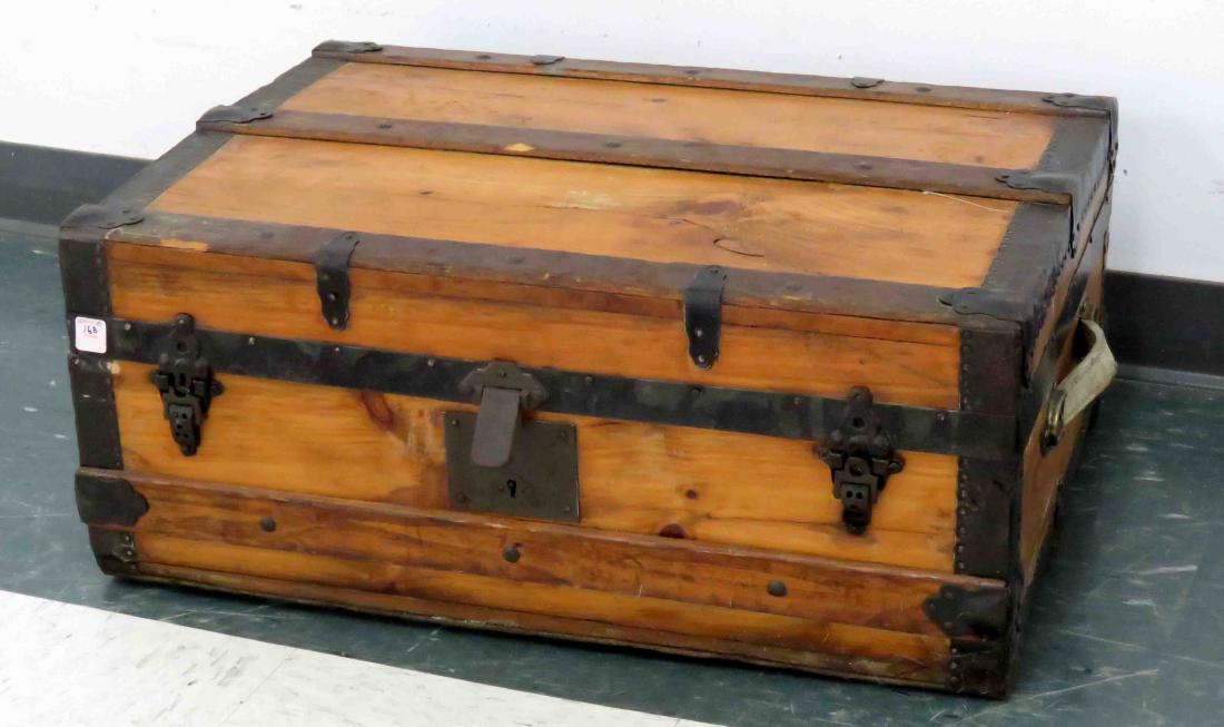 IRON BOUND WOOD TRUNK, 19TH CENTURY (1 of 1)