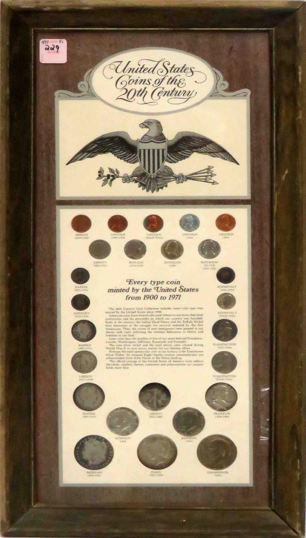 US TYPE COIN SET, 1910-1971. FRAMED AND GLAZED-22 X 11" (1 of 1)