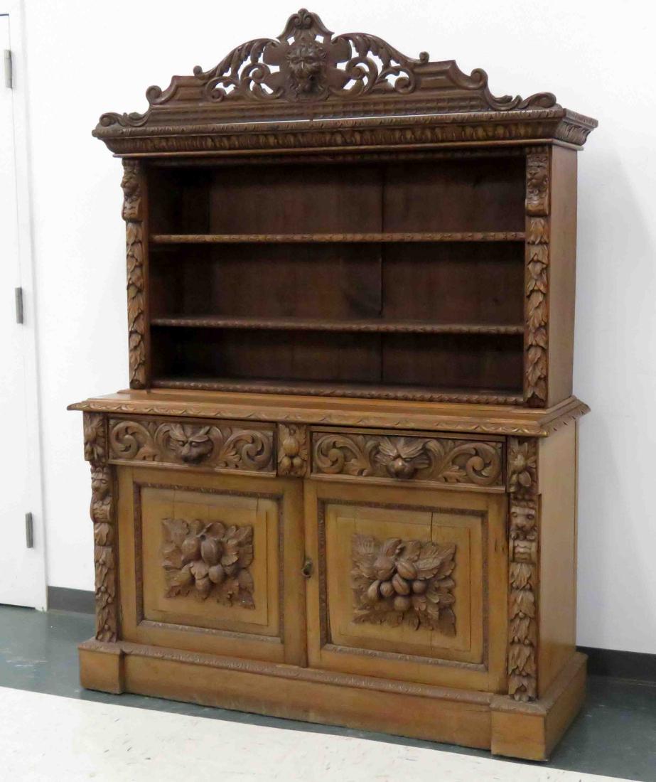 RENAISSANCE REVIVAL CARVED OAK OPEN CUPBOARD, 19TH (1 of 1)