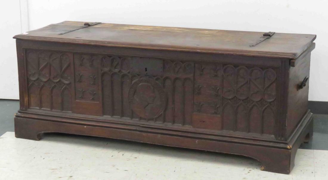 CONTINENTAL RENAISSANCE CARVED WALNUT CHEST, SIGNED (1 of 1)