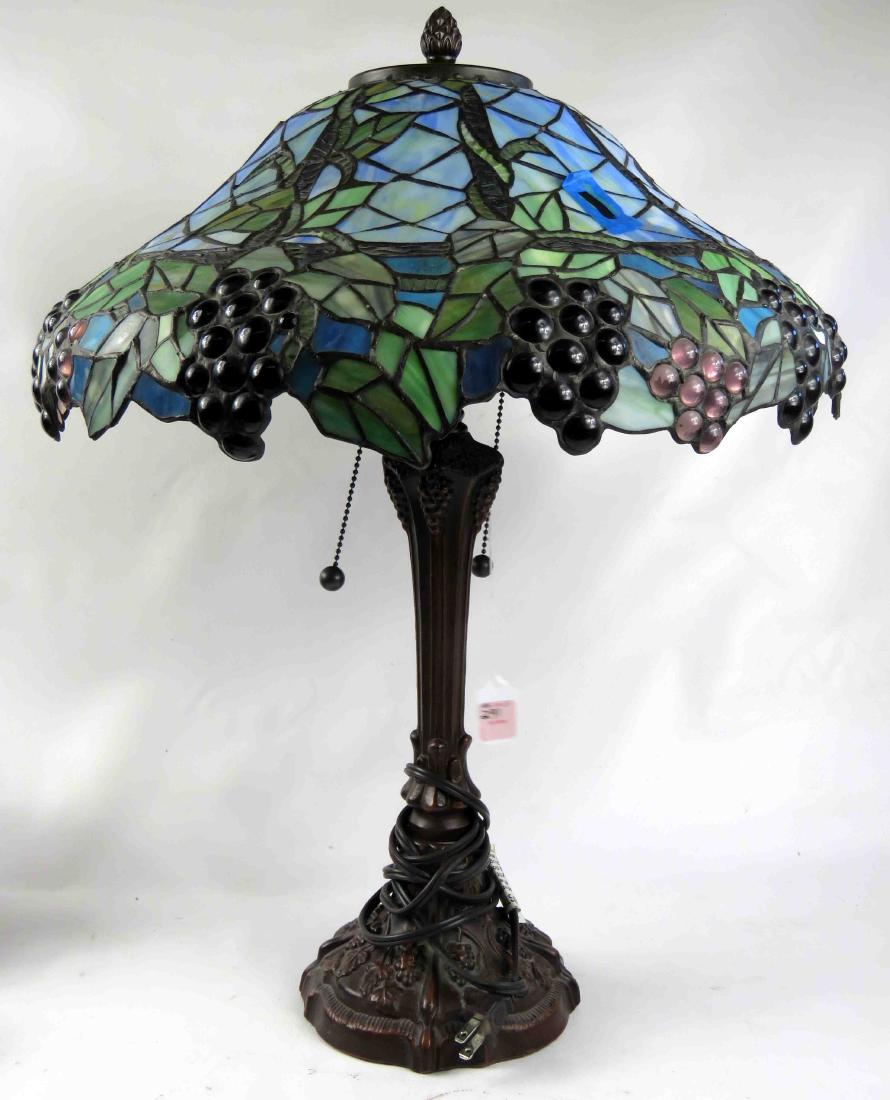 TIFFANY STYLE LEADED GLASS TABLE LAMP. HEIGHT 24" (1 of 1)