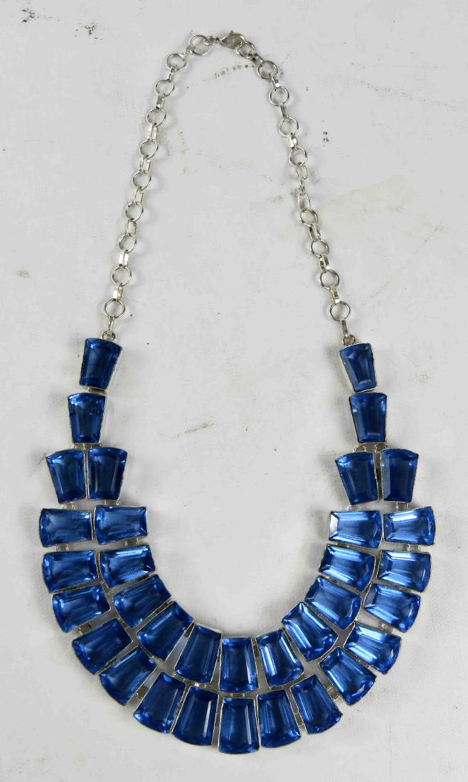 IMPRESSIVE FASHION SILVER-TONE & BLUE PASTE STONE (1 of 1)