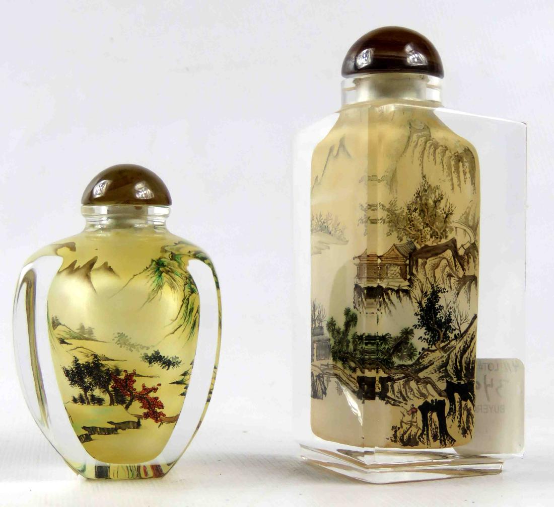 LOT (2) CHINESE CRYSTAL INTERNALLY DECORATED SNUFF (1 of 3)