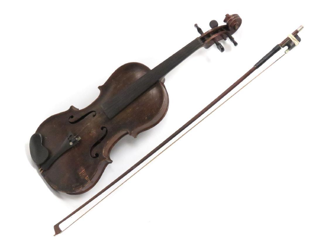 VINTAGE CONTINENTAL VIOLIN, BOW AND HARD CASE, UNSIGNED (1 of 2)