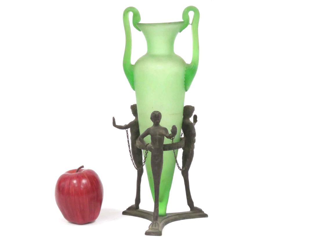GRAND TOUR BRONZE/VENETIAN GLASS AMPHORA. HEIGHT 13: GRAND TOUR BRONZE/VENETIAN GLASS AMPHORA. HEIGHT 13 1/2"