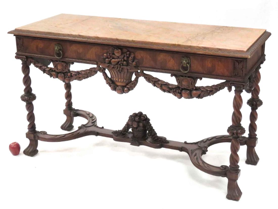 CONTINENTAL CARVED/INLAID WALNUT (EXOTIC WOODS) MARBLE (1 of 5)