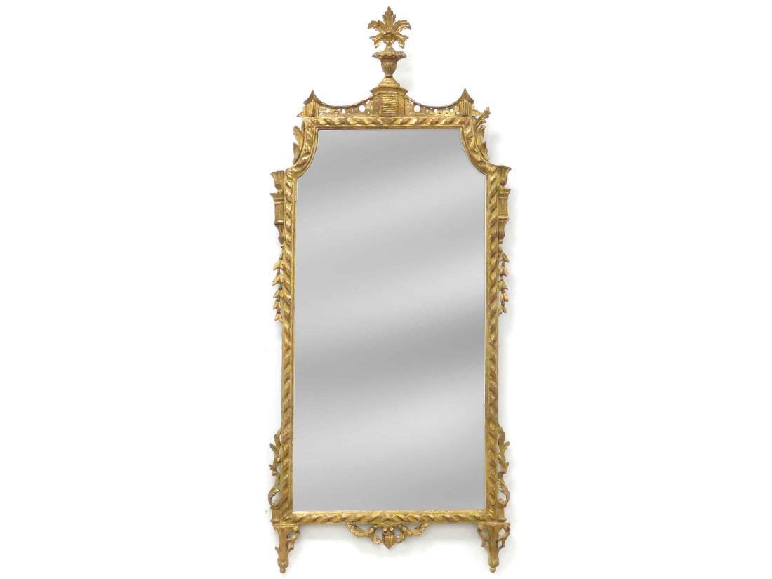 FRENCH STYLE CARVED & GILT FRAMED MIRROR. HEIGHT 60"; (1 of 4)