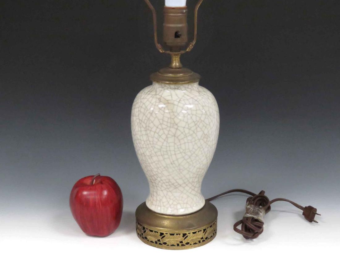 CHINESE CRACKLE GLAZE CERAMIC JAR, MOUNTED AS A LAMP. (1 of 1)