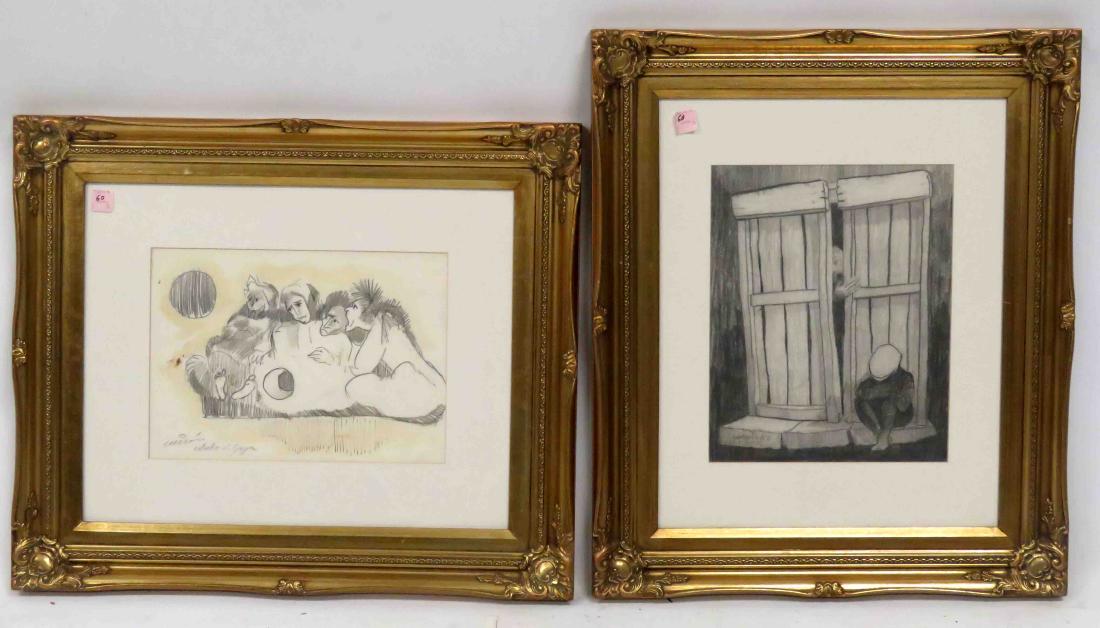 MARIO CICERMA (LATIN/AMERICAN 1946-), LOT (2) GRAPHITE, (1 of 2)