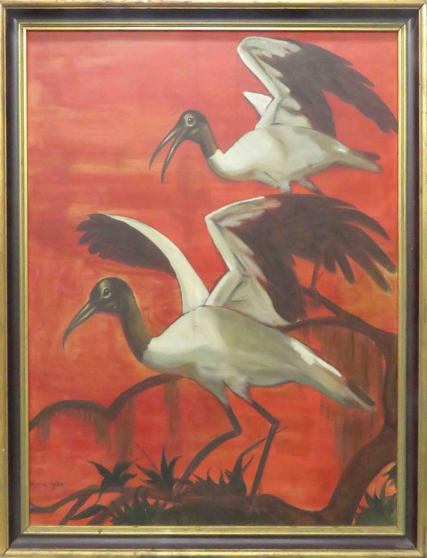 AMERICAN SCHOOL (20TH CENTURY) OIL ON CANVAS, CRANES, (1 of 1)