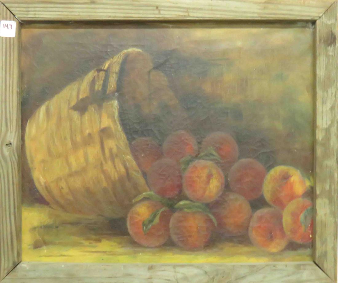 AMERICAN SCHOOL (19/20TH CENTURY) OIL ON CANVAS, BASKET (1 of 1)