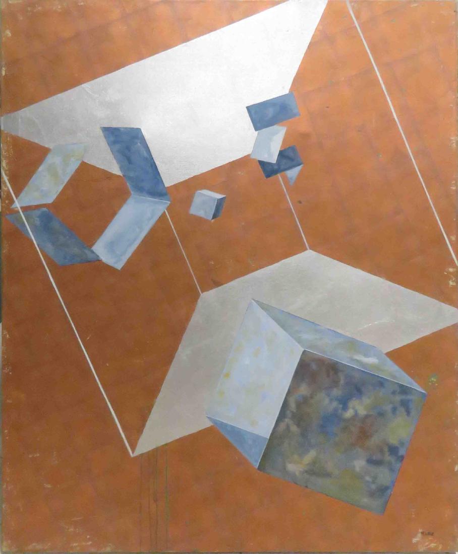 RICK LANE (AMERICAN 20TH CENTURY) OIL ON CANVAS,: RICK LANE (AMERICAN 20TH CENTURY) OIL ON CANVAS, GEOMETRIC ABSTRACT, SIGNED R. LANE. 60 X 48"