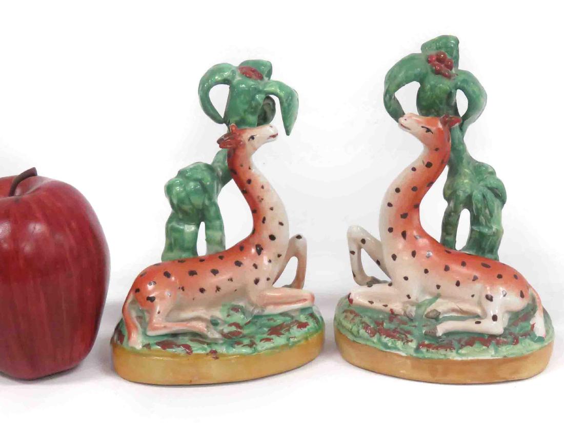 PAIR KENT STAFFORDSHIRE PORCELAIN FIGURES OF GIRAFFE, (1 of 5)