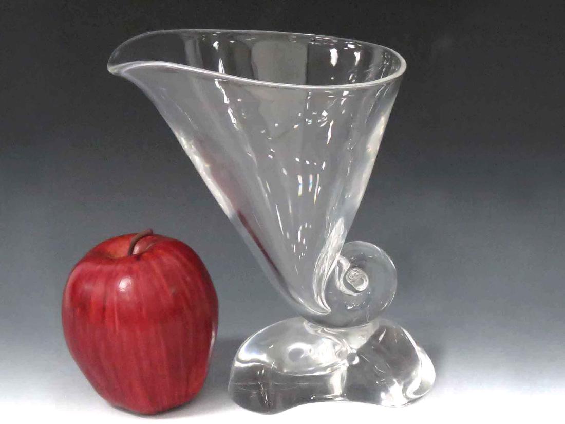 STEUBEN CLEAR GLASS CORNUCOPIA VASE, SIGNED 20TH (1 of 3)