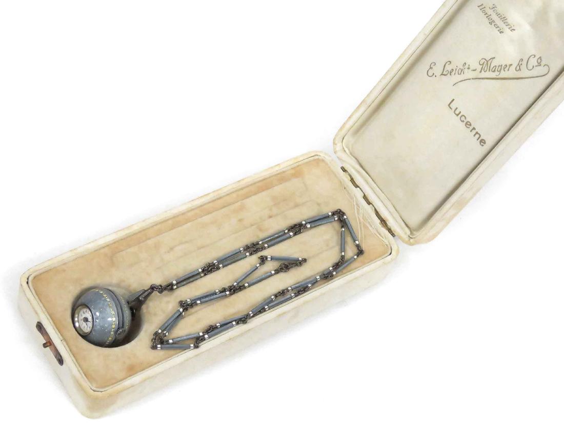 FRENCH GUILLOCHE ENAMEL PENDANT WATCH/NECKLACE WITH (1 of 5)