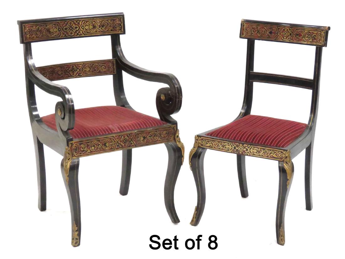 SET (8) FRENCH BOUILLE STYLE BRASS INLAID EBONIZED (1 of 3)