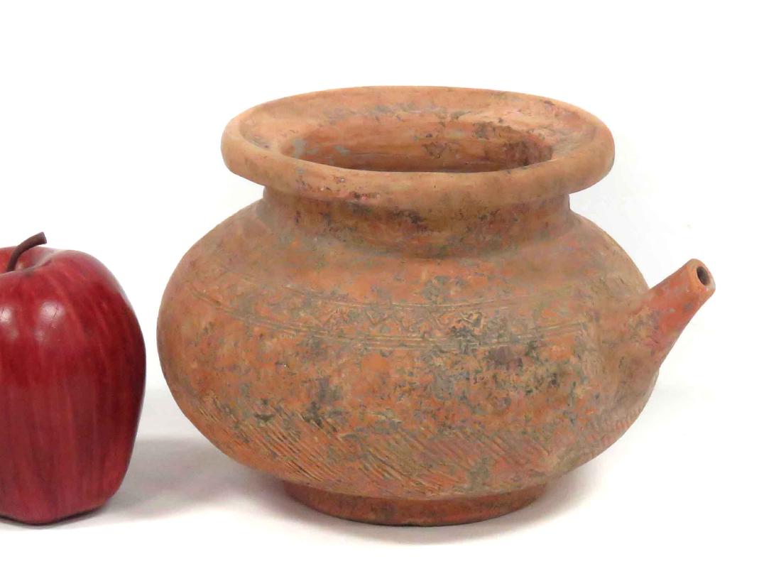 ANCIENT MIDDLE EASTERN CARVED POTTERY OIL JAR. HEIGHT (1 of 3)