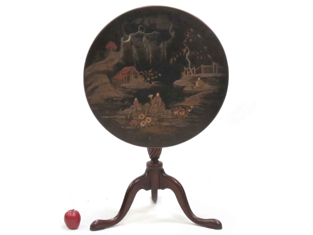 CHINOISERIE DECORATED MAHOGANY TILT-TOP TABLE. HEIGHT (1 of 3)