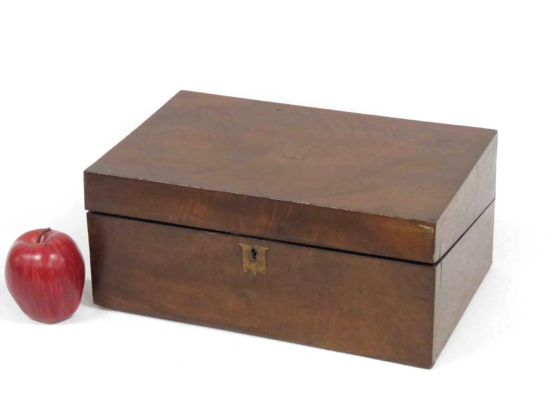 BURL WALNUT TRAVELING WRITING BOX, 19TH CENTURY. HEIGHT (1 of 3)