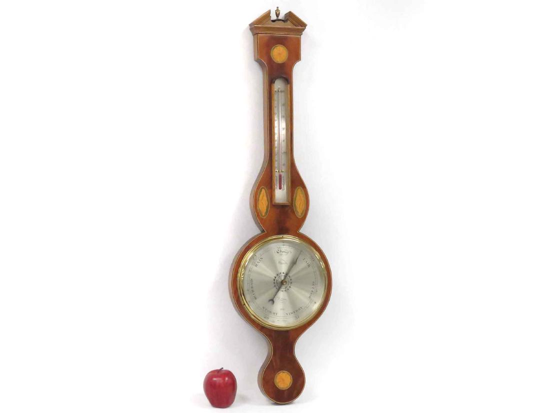 REGENCY STYLE INLAID MAHOGANY/SATINWOOD BAROMETER, (1 of 3)