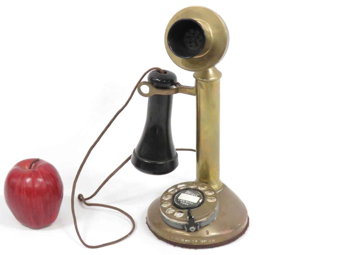 VINTAGE WESTERN ELECTRIC BRASS CANDLESTICK TELEPHONE, (1 of 6)