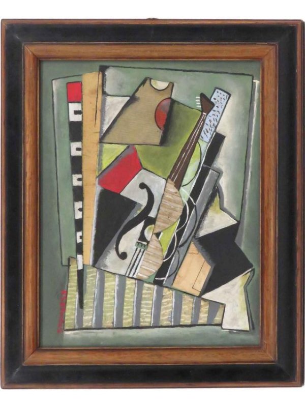 GERMAN SCHOOL (20TH CENTURY), OIL ON PANEL, CUBIST (1 of 4)
