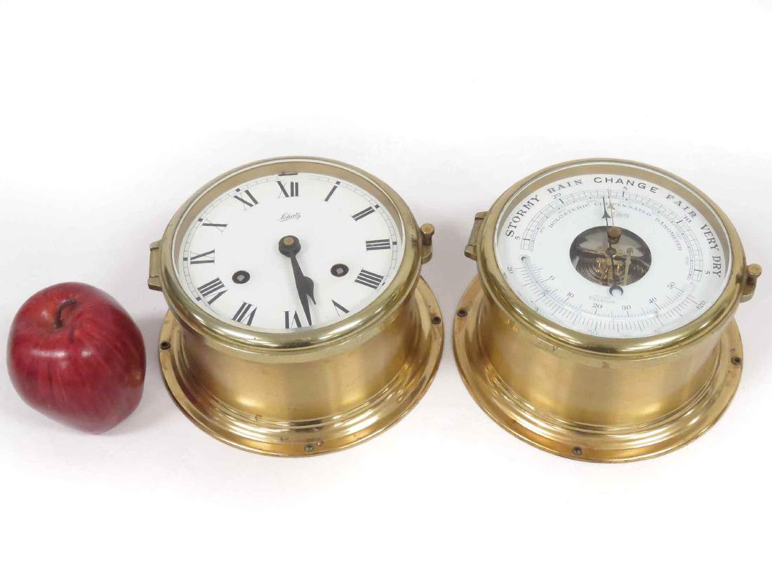 LOT (2) INCLUDING SCHATZ BRASS SHIP'S CLOCK, DIAMETER (1 of 6)