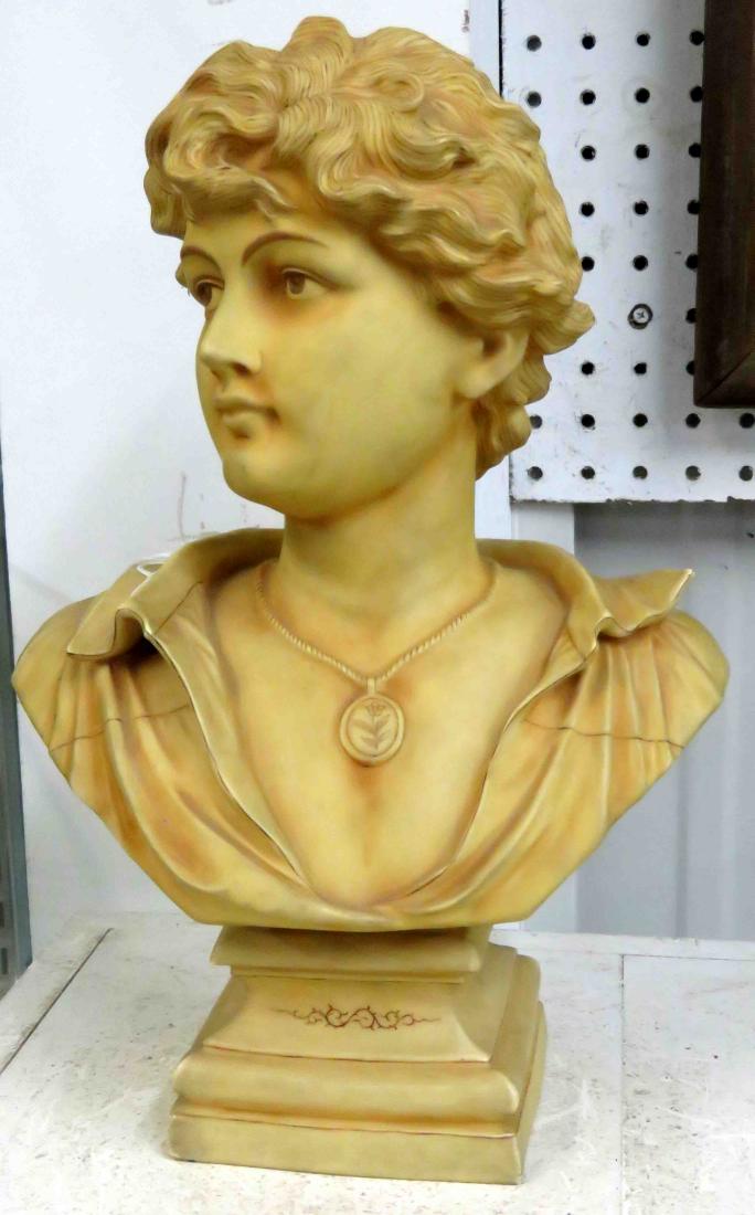 ROYAL RUDOLSTADT PORCELAIN BUST OF A YOUNG WOMAN,: ROYAL RUDOLSTADT PORCELAIN BUST OF A YOUNG WOMAN, SIGNED. HEIGHT 13 1/4"