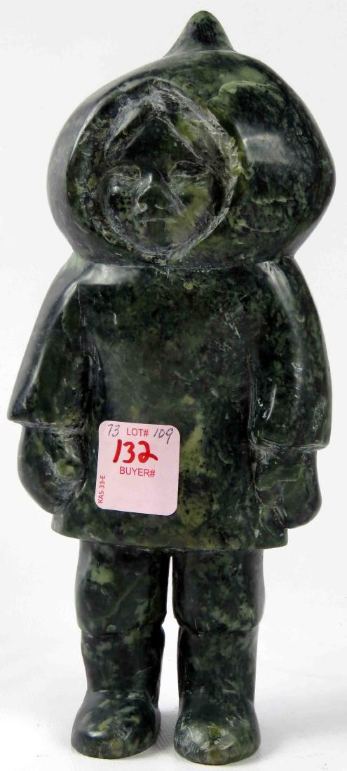 INUIT CARVED SOAPSTONE FIGURE, SIGNED HENRY. HEIGHT 8 (1 of 1)