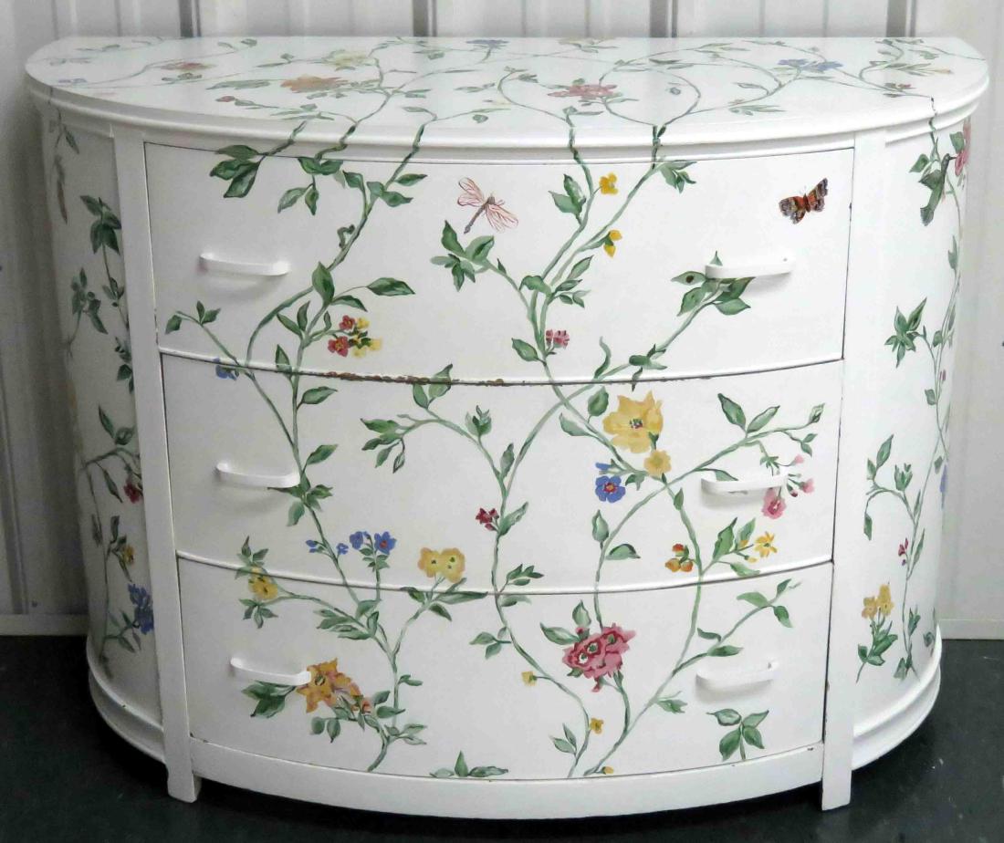DECORATOR PAINT DECORATED BOMBE' CHEST. HEIGHT 34"; (1 of 1)