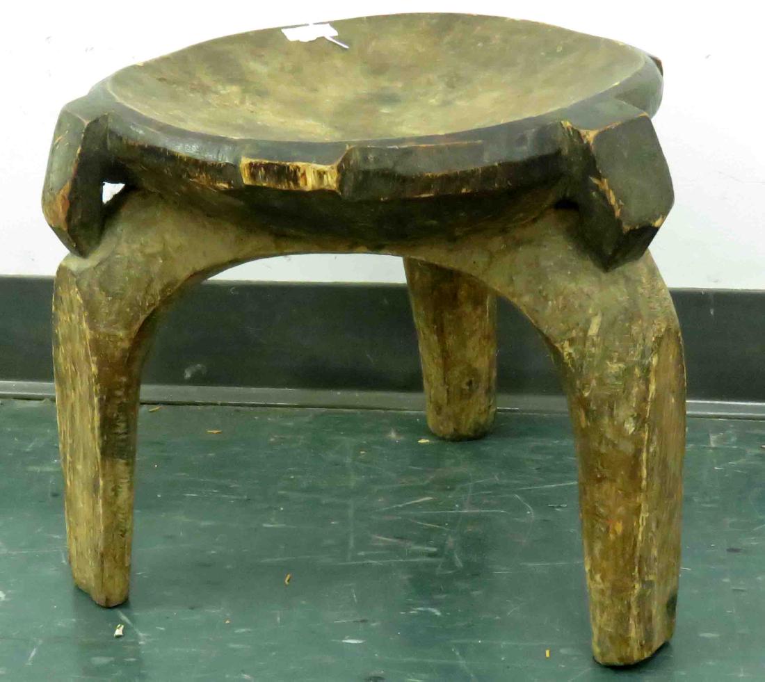 ZARAMO, TANZANIA, CARVED WOOD STOOL. HEIGHT 12 1/2"; (1 of 1)