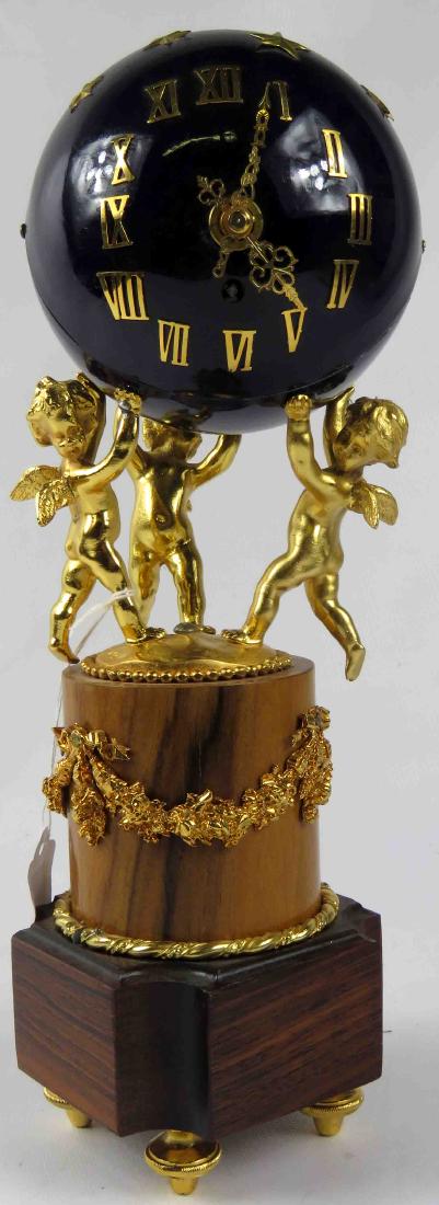 FRENCH STYLE GILT METAL/ENAMEL FIGURAL GLOBE CLOCK, (1 of 1)