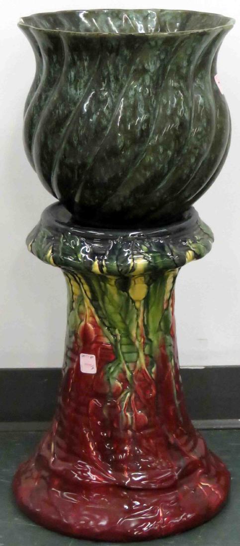 LOT (2) ART POTTERY PEDESTAL AND JARDINIERE. OVERALL (1 of 1)