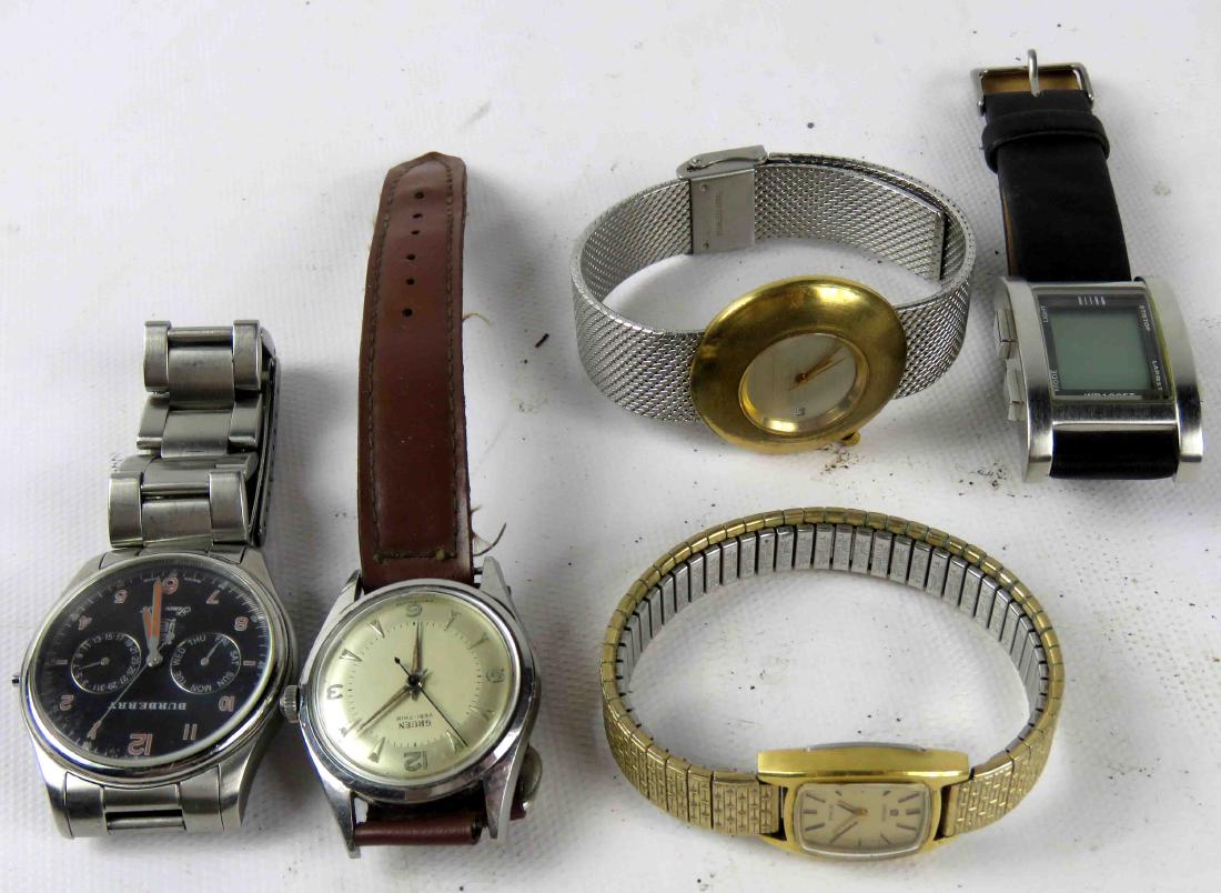 LOT (5) WRISTWATCHES INCLUDING OMEGA DEVILLE, BURBERRY (1 of 1)