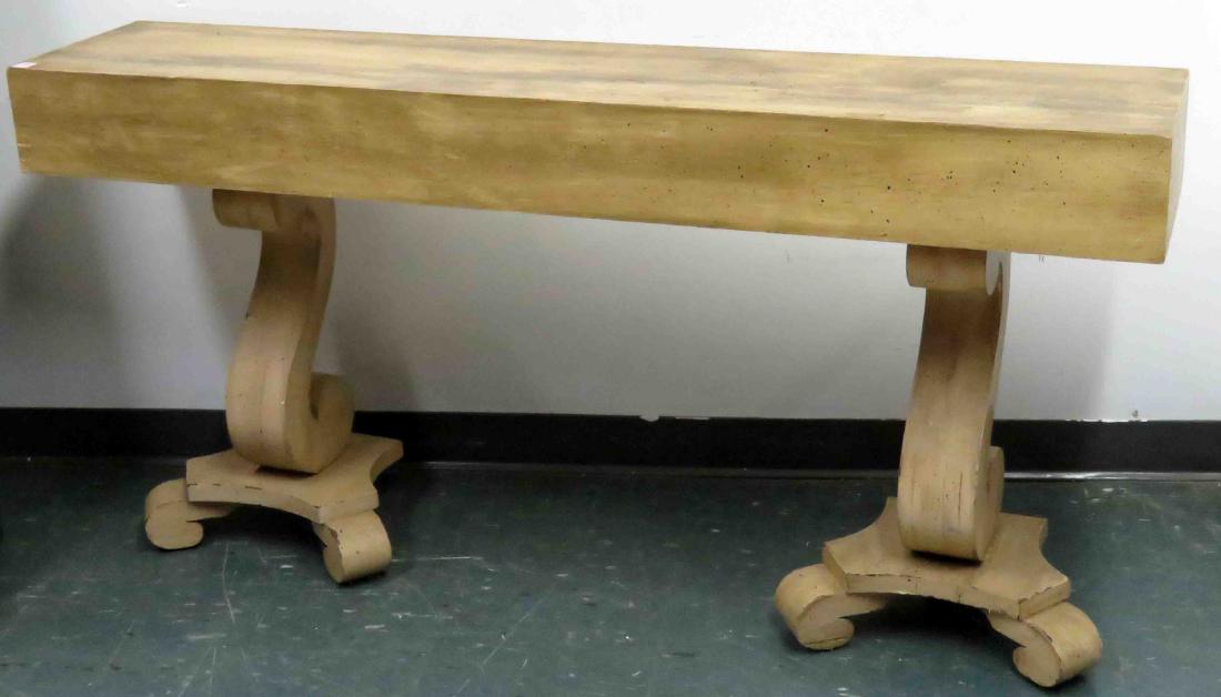 CHARLES II STYLE CARVED OAK CONSOLE TABLE. HEIGHT 28"; (1 of 1)